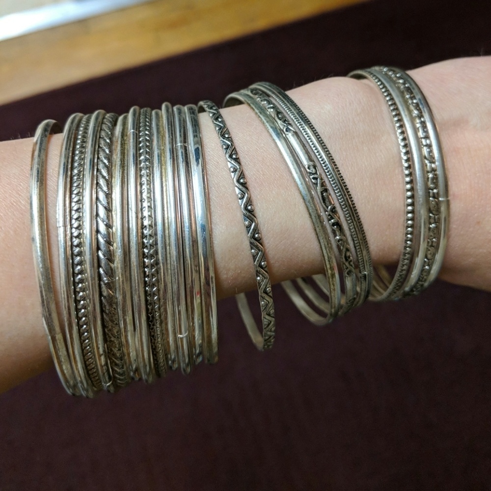 20 Silver Bangle Bracelets